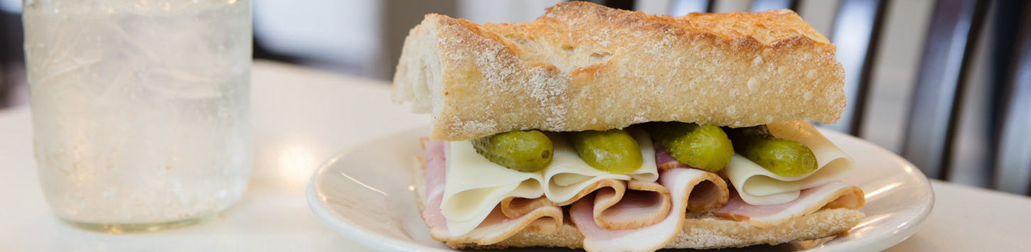 Ham and cheese sandwich on a plate