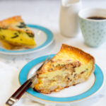 Plated slices of quiche