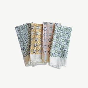 Mixed Woodblock Chicory Napkins Set