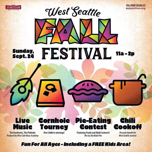 Come join us this Sunday, September 24th for the West Seattle Fall Festival! 

The Junction streets are closed and there will be live music, cornhole tournament, pie-eating contest and even a chili cookoff! 

 We’ll have our usual products plus all kinds of new fall goodies including our new beer bread, fresh pretzels, apple strudel, cider, hot chocolate, and more! 

Sunday, September 24…11am- 2pm!