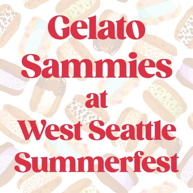 We’ve got Gelato Sammies!

It’s Day 2 of West Seattle Summerfest! We have loads of fun flavors and it’s not only a great way to beat the heat, it’s so fun to see our community celebrating our magical little town.

Pro Tip: We’re rotating flavors outside, so if you don’t see what you want, come on it to the shop!!!

(In the rotation: Strawberry, Snickerdoodle, Double Chocolate, Vanilla, Double Chocolate Mint & Chocolate Chip Mint)