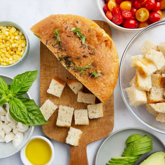 Our very favorite kind of summer salad is the one that starts with BREAD!!!

Summer garden veggies play hide & seek with the toasted bread pieces, making the Panzanella our very favorite salad. Ok, so there is no lettuce, but I think we can all agree it has the very best parts of any salad!

#BakeryNouveauBread #BakeryNouveauSummer #FreshCroutons #Panzenella