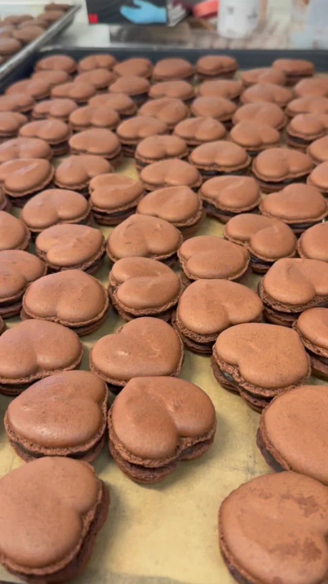 The chocolate waterfall has been running all day! 

Fresh chocolate enrobed macarons will be in shops Thursday. 

Swoon.