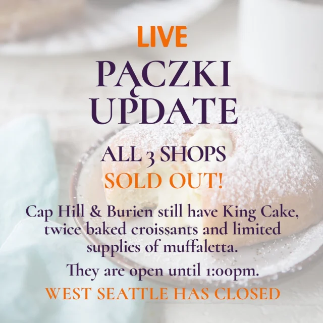 If you have a pick-up for West Seattle, come to the window and a staff member will happily assist you! Thank you everyone and ENJOY!!!!