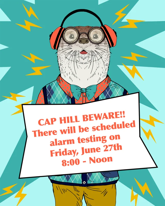 ATTN CAPITOL HILL:
For those of our customers with sound sensitivities, or those who have littles that might be frightened by loud noises, please know we will be conducting our annual building alarm system tests on Friday, June 27th from 8:00am - noon.

The shop will remain open, but your regularly scheduled programming maybe be momentarily interrupted by very loud warning signals! But you know what they say, "Anything for pastry!" (Ok, we just made that up, but it definitely should be a thing.)
