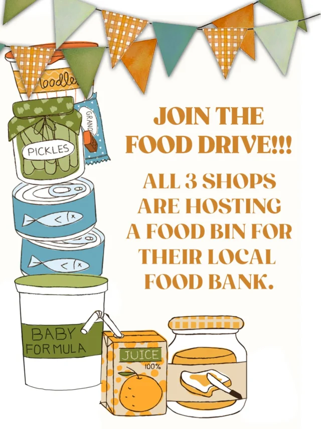 There are so many reasons why a person may need a little extra help and the holidays are the BEST time to share. 

We’ll be hosting bins for West Seattle Food Bank (in the West Seattle shop), The Food Bank at St. Mary’s (in the Capitol Hill shop) and the Highline Area Food Bank (in the Burien shop).

Every little bit is greatly appreciated!!!

Here’s a glimpse of their wish lists:
• Rice & pasta
• Canned Meats
• Canned Soups
• Jam & Jelly
• Nut butters
• Shelf Stable Meals (Mac & Cheese, Instant Rice, Ravioli)
• Shelf Stable Milk (Dairy, Soy, Oat, Almond, etc.)
• Meal Supplement Drinks (Ensure, Boost)
• Diapers & Wipes
• Baby Food & Formula
• Juice (Boxed or Canned)
• Healthy Snacks (Graham or Animal Crackers, Granola Bars,
Raisins, Fruit Leather, Dried Fruit, Pretzels)
• Applesauce/Fruit Cups (No Sugar Added)
• Shelf Stable Meals (Mac & Cheese, Rice-a-Roni, Instant Rice,
Ravioli)
• Cups of Ramen/Instant Noodles
• Cat Litter
• Wet & Dry Food for Dogs & Cats

#GoToYourPantry #ShareYourFood #FoodDrive