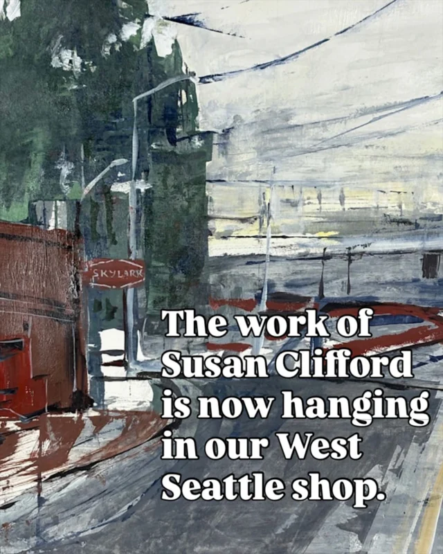 Sunday in West Seattle, we have local artist @sclifford_art sharing her magnificent West Seattle Series. She’ll be here from 3:30-500 on Sunday and her art will be up in the West Seattle shop for show and sale until May 11.