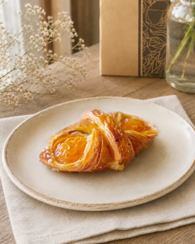 Oh apricot, you little sunbeam you!

Our Apricot Danish shows off a flaky, pastry layered with bright apricot jam, topped with a sweet apricot half, and finished with sparkling pearl sugar.

Best enjoyed with coffee, sunshine, and your bff.