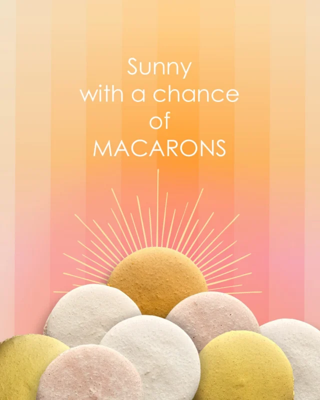 Macarons make delicious treats and sunny illustrations! (And then you can eat them after the photoshoot! Passion fruit, lemon, coconut vanilla)