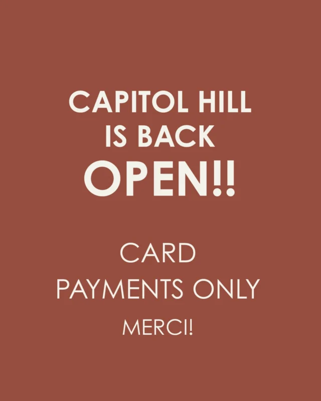 The Capitol Hill shop is back open, but following last night’s break-in, we’re currently unable to accept cash.

Thank you for all of the love and support.